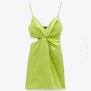 Zara Key Lime Cut Out Mini Dress Size L
